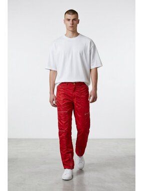 vtg 80'S  PANNO D'OR RED Mens/Womens parachute new wave pants sz Small